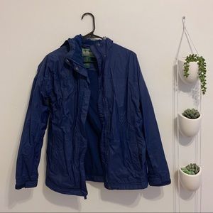 L.L Bean Fleece Lined Navy Rain Jacket - S